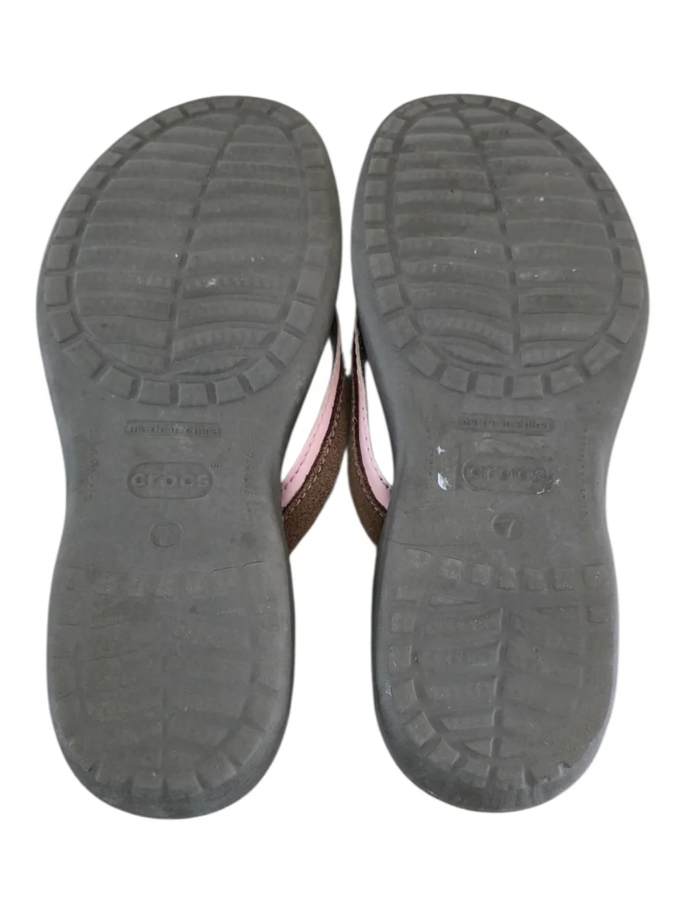 Crocs Capri Women's Flip Flop Sandals Espresso Petal Pink Suede Size 7
